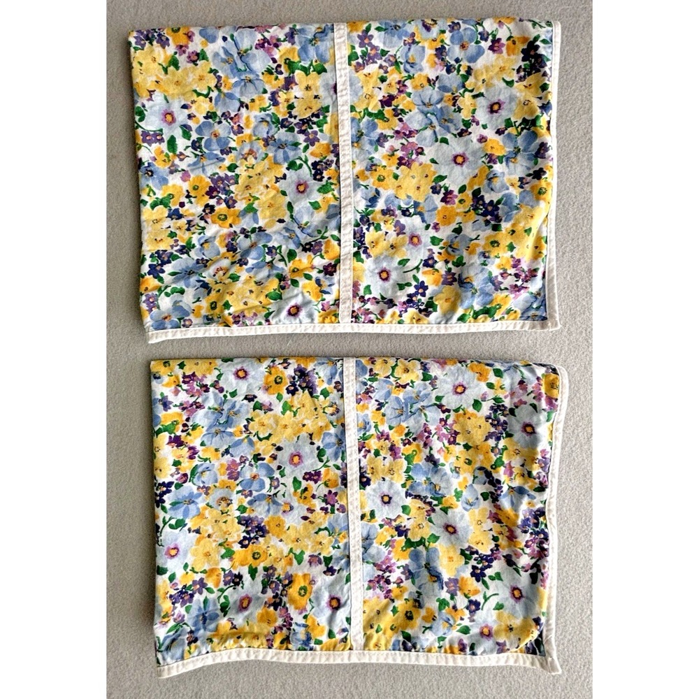 Tommy Hilfiger 2 STANDARD SHAMS blue yellow purple Flowers BELINDA ~ EUC